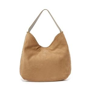 TORY BURCH Brown SUEDE MARION HOBO $475 Designer Purse EUC